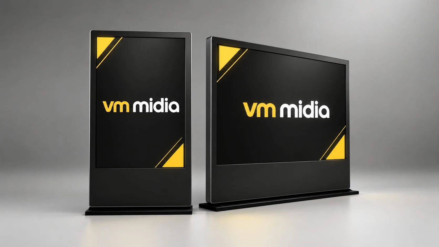 Totem e painel digital da VM Mídia